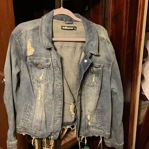 Dollhouse Women's Light Blue Distressed Jean Jacket